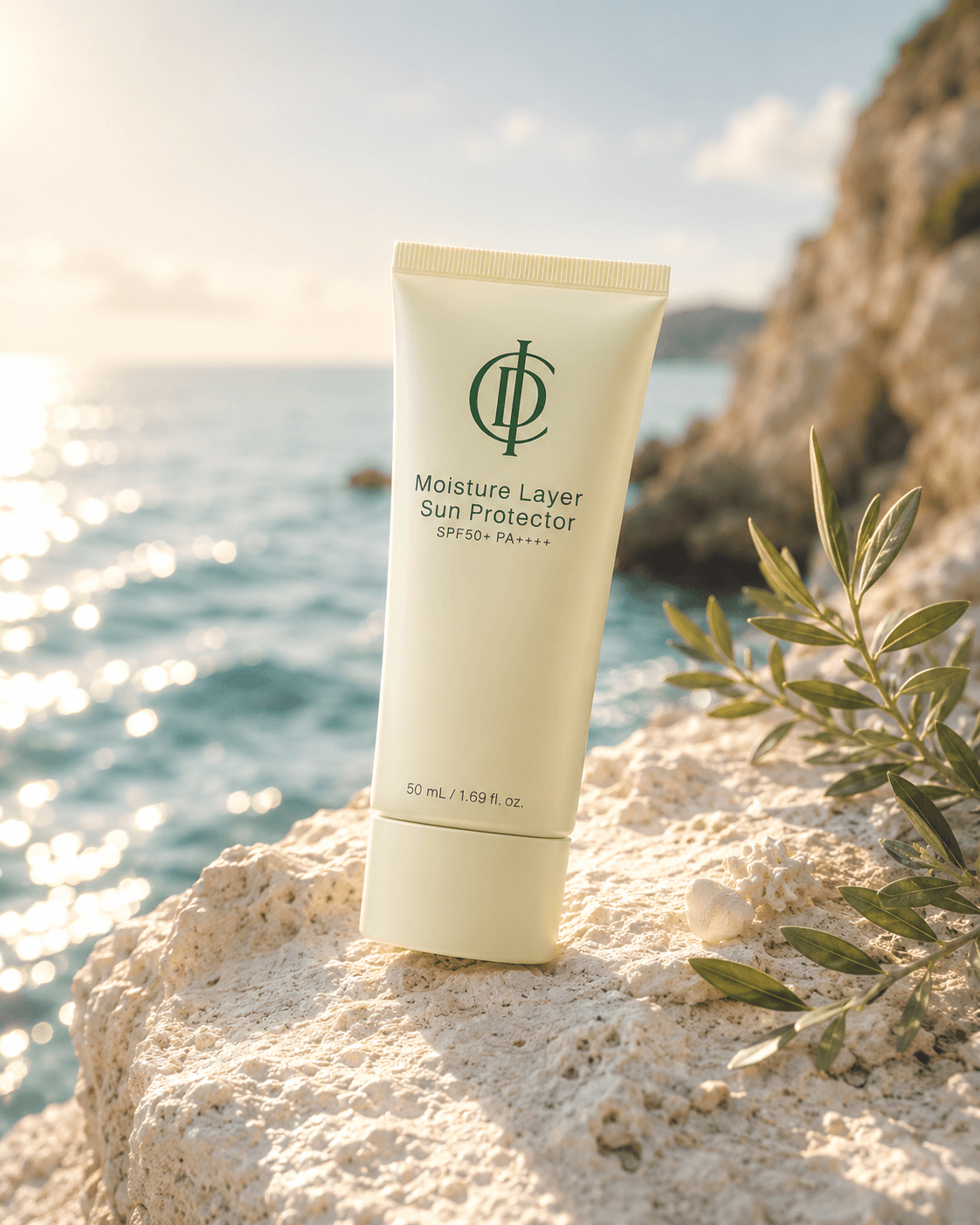 ICD Moisture Layer Sun Protector SPF50+ PA++++ on Mediterranean beach