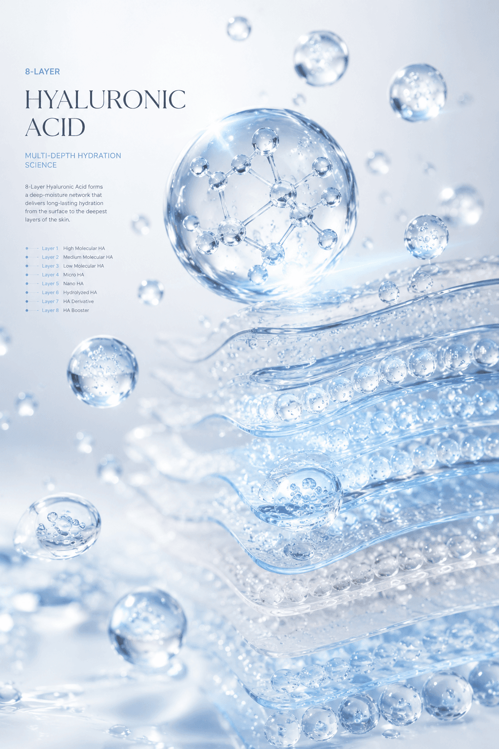 8-Layer Hyaluronic Acid hydration skincare visual