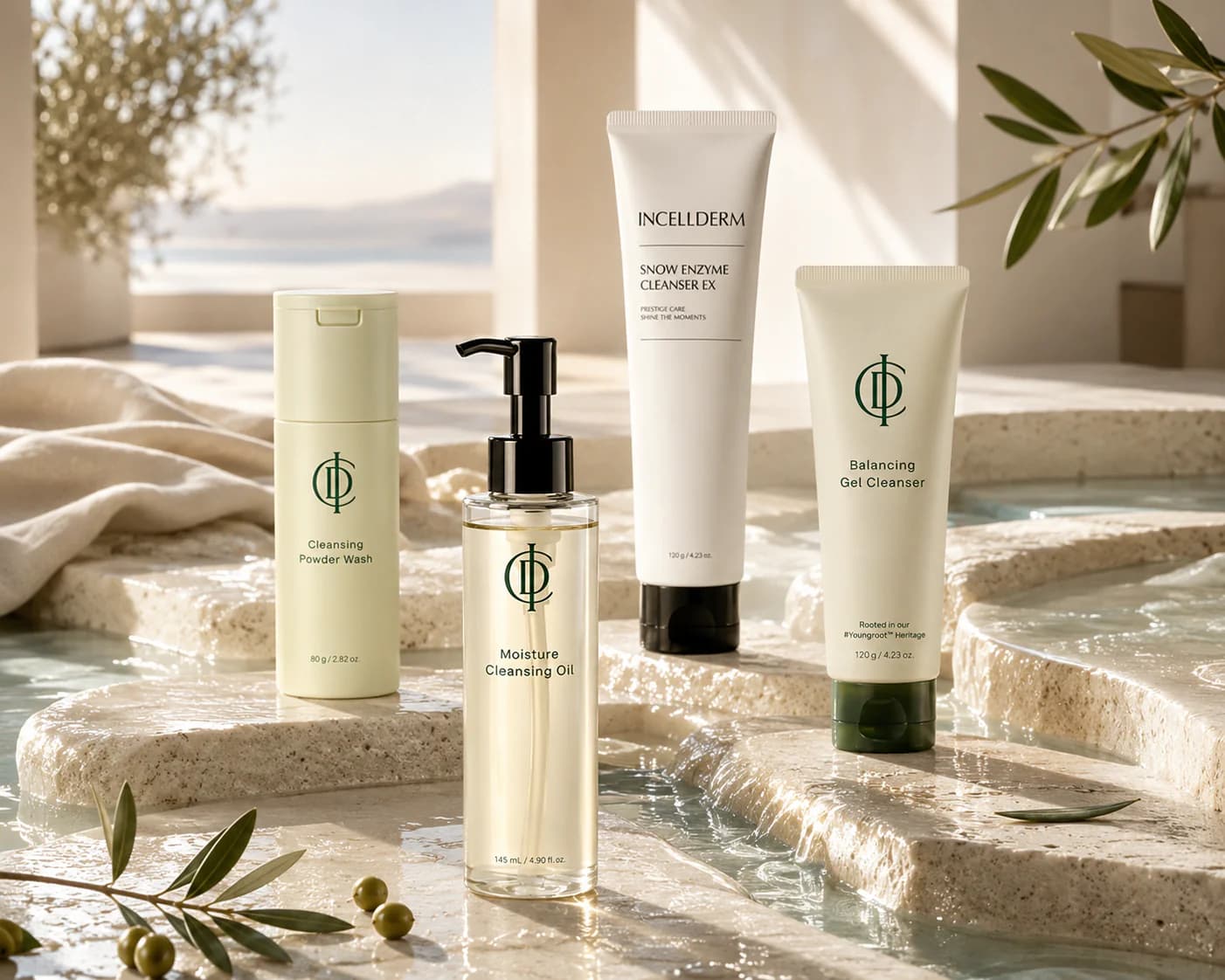 Rituale coreano della doppia detersione in ambiente skincare luxury